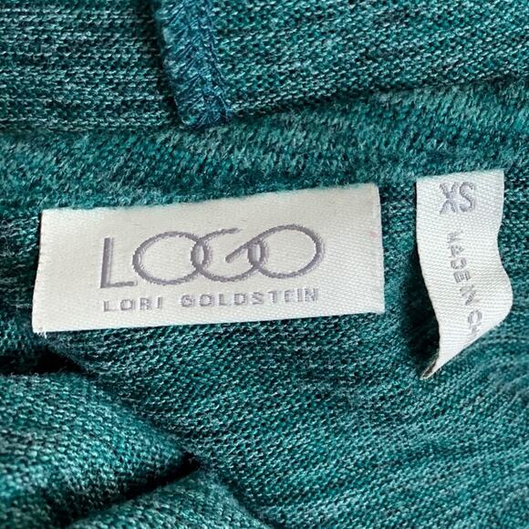 LOGO Women's Vest Green Knit Hooded Open Front Size Casual Athleisure Size XS - Picture 11 of 13